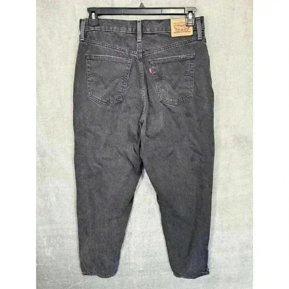 Levis Jeans Women’s 31 Black High Waisted Mom Jean Distressed 100% Cotton - Picture 4 of 12